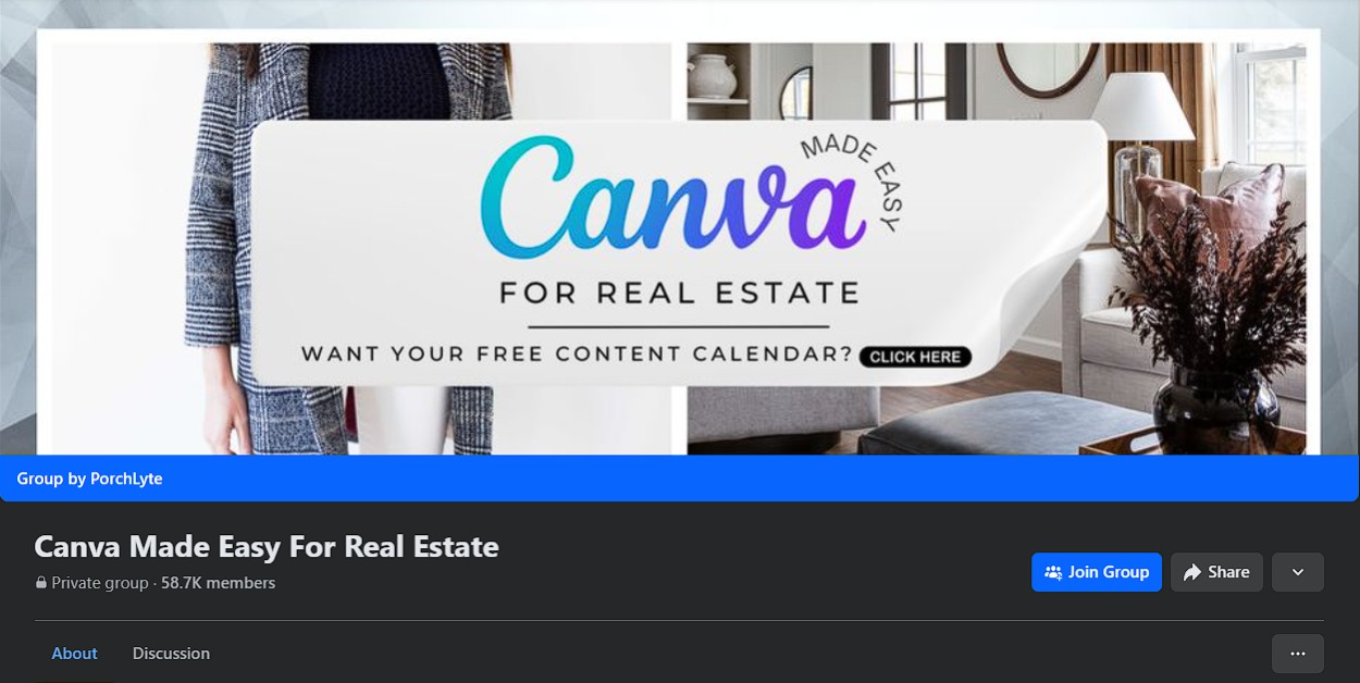 Canva Made Easy for Real Estate -- Facebook group cover image