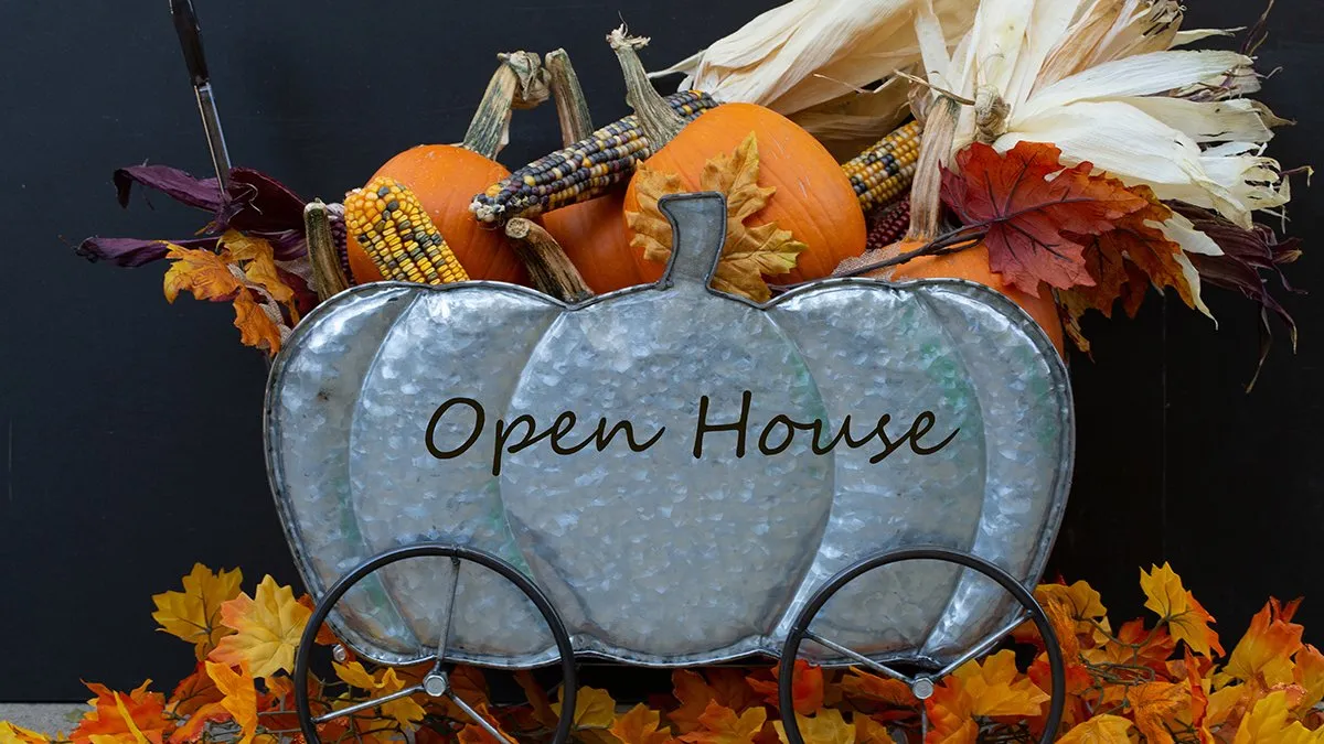 Open House Decorative Pumpkin for the porch