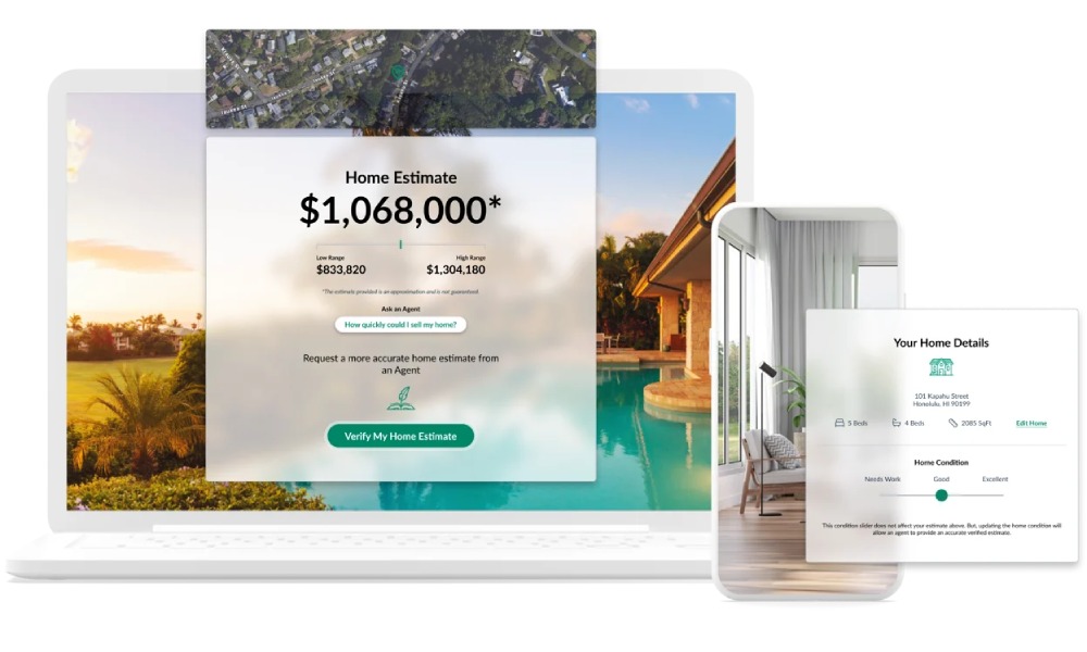 Screenshot Real Geeks Estate IQ home valuation tool