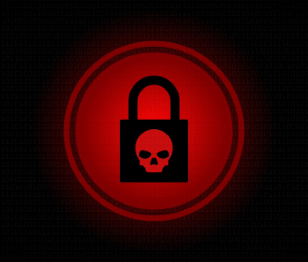 Ransomware alert computer screen stock illustration