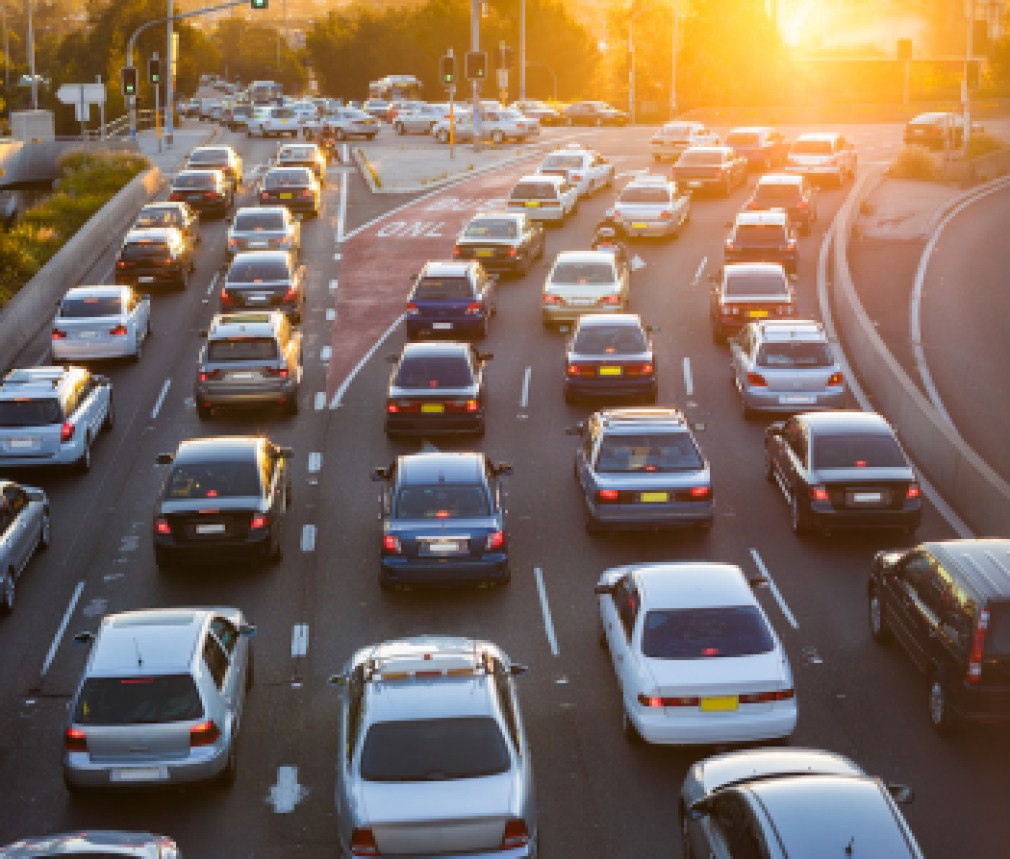 Aerial view of cars in traffic