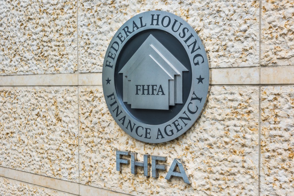 Washington DC, USA - July 3, 2017: Federal Housing Finance Agency seal in downtown with closeup of sign and logo