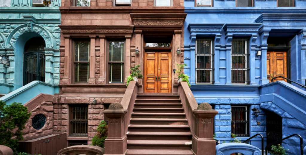 New York City brownstone buildings