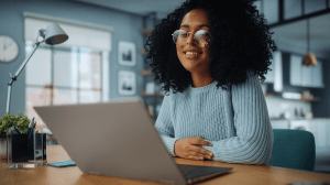 Young-woman-on-a-video-conference-call-with-clients