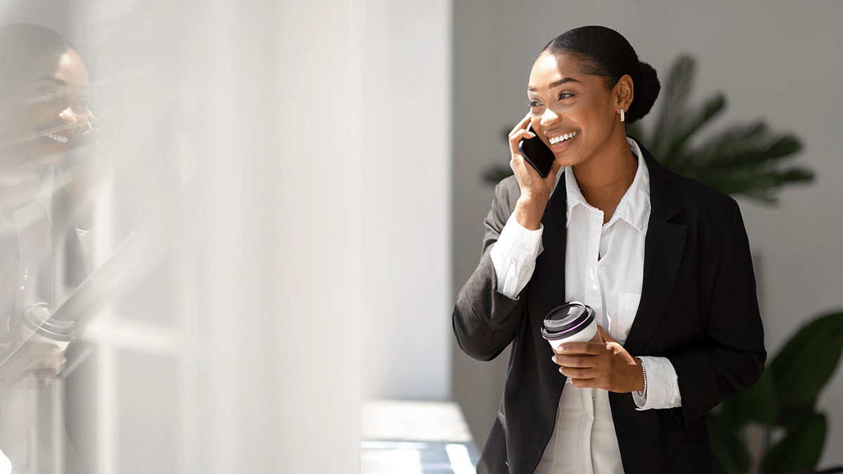 Woman on phone developing business plan
