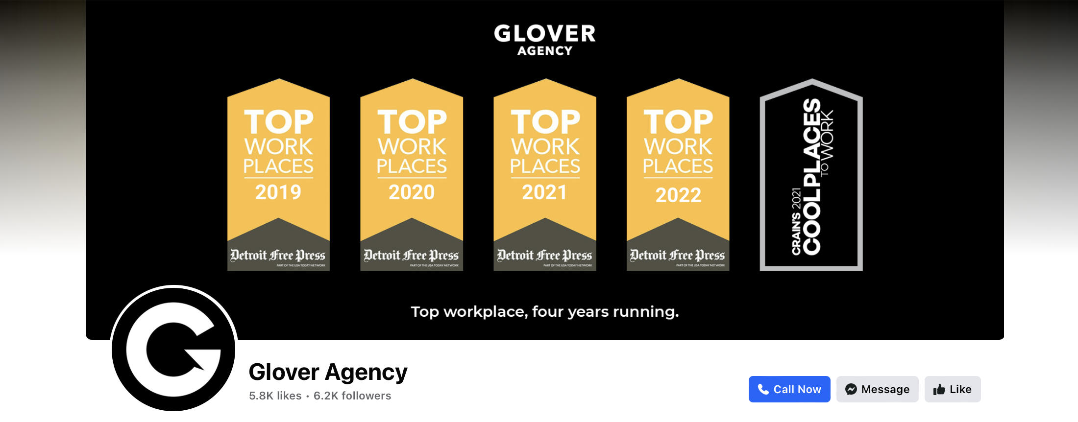 Glover Agency real estate business Facebook page