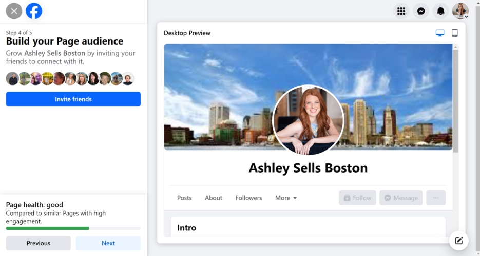 Screenshot of building a page audience for your Facebook page