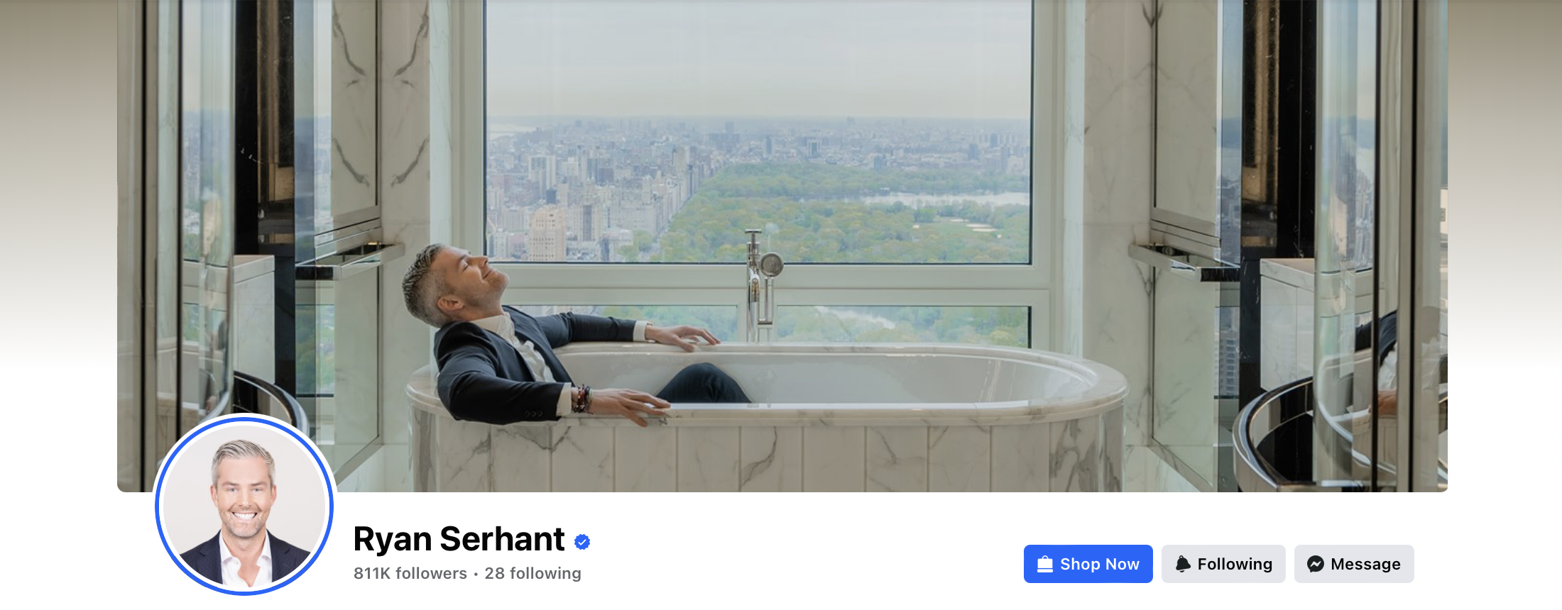 Ryan Serhant real estate agent Facebook page (cover image)