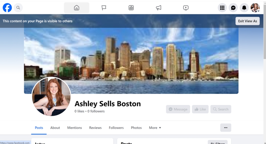 Screenshot of Facebook page as your audience sees it