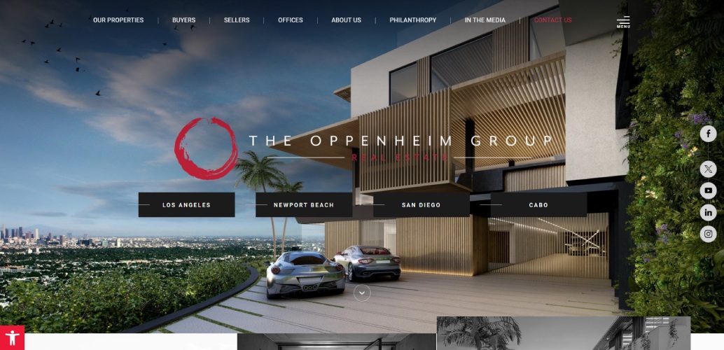 Sscreenshot of a custom-built Agent Image website for the Oppenheim Group