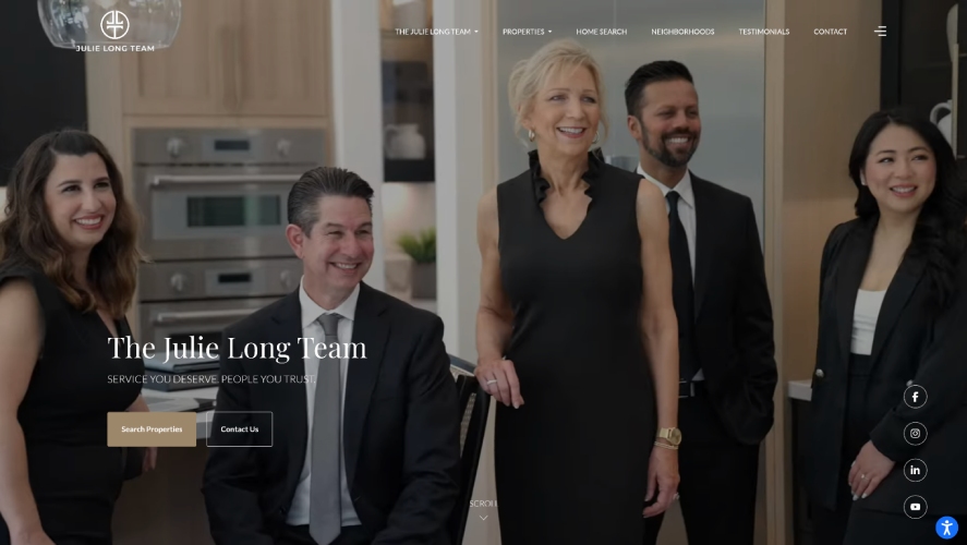 Screenshot of custom-built Luxury Presence website for the Julie Long Team