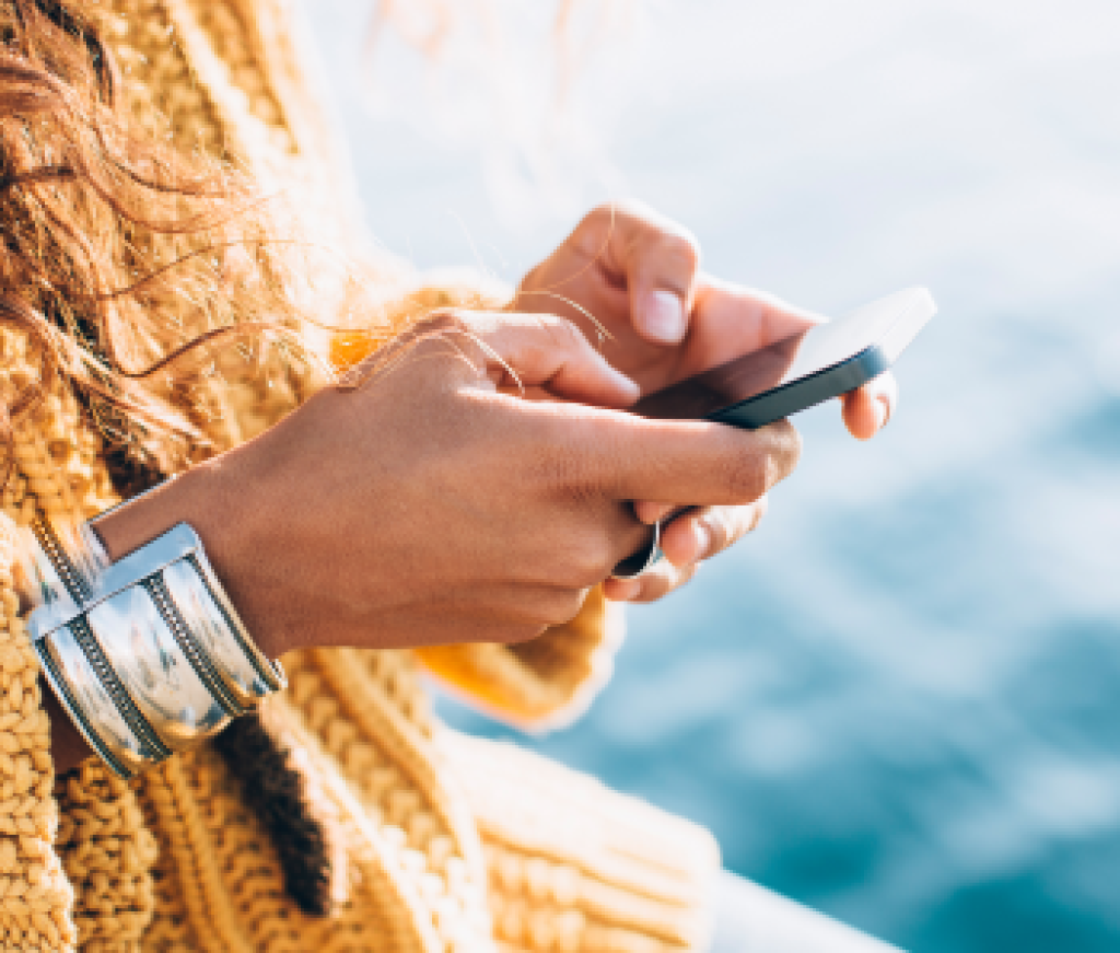 Woman texting on her mobile phone