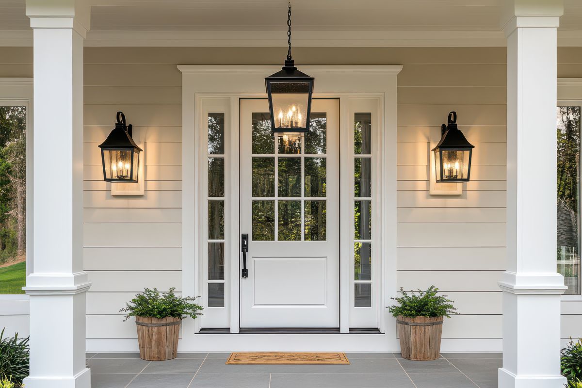 Front Porch with stylish planters