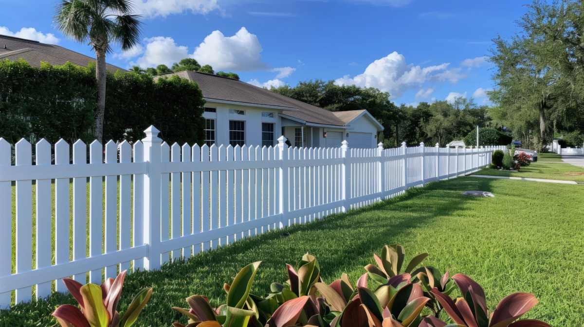 Freshly paint white picket fence