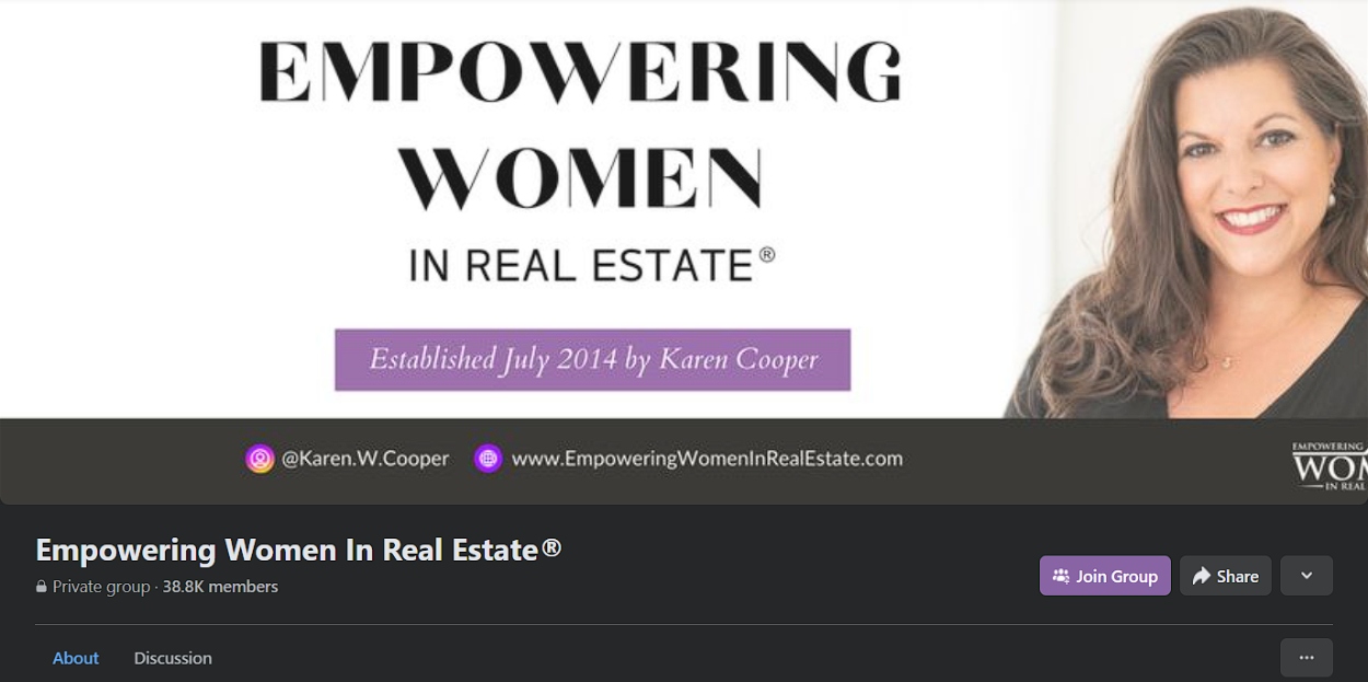 Empowering Women in Real Estate Facebook group cover image