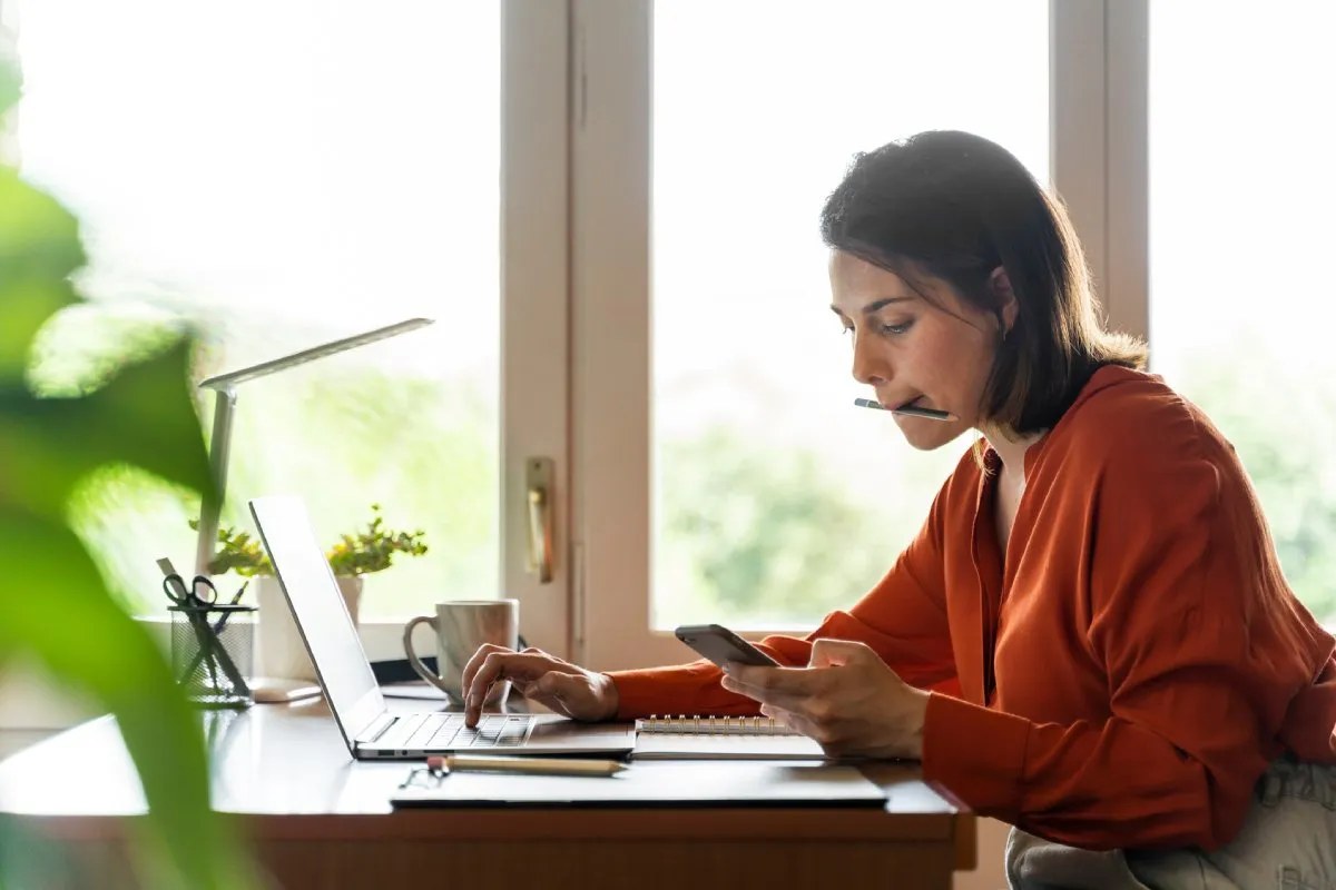 Real estate agent working at home