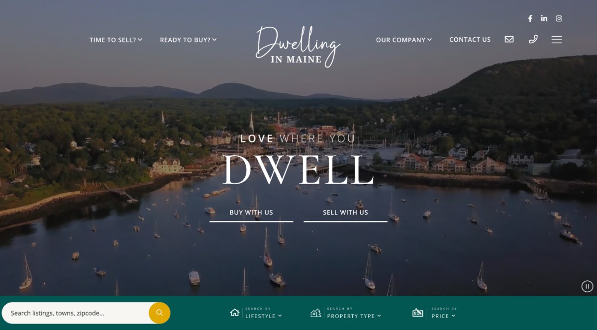 Real estate website design from Dwelling in Maine (landing page)