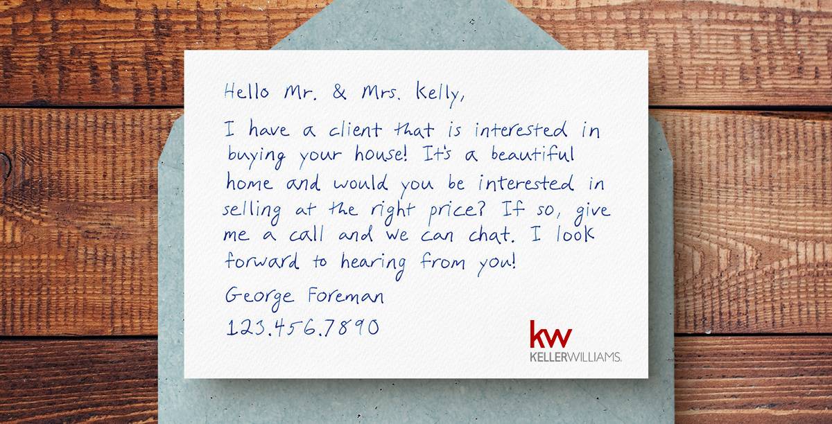 Sample of handwritten golden letters from Keller Williams